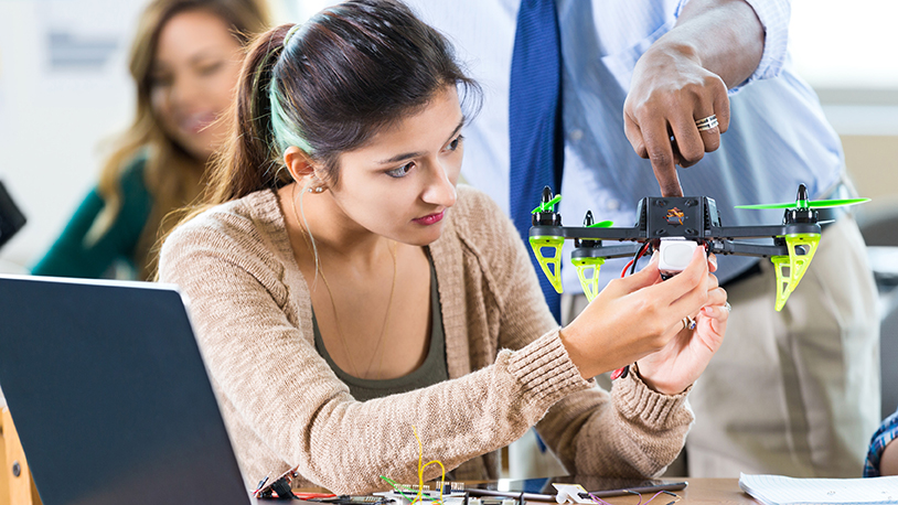 Student in an engineering class