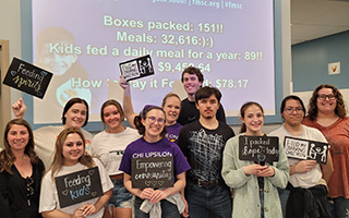 Chi Upsilon students participated in the Feed My Starving Children program