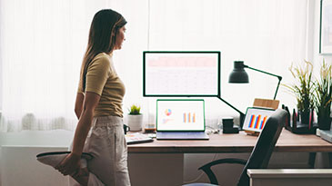 girl exercising at desk