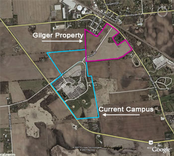 Map showing Gilger property purchase