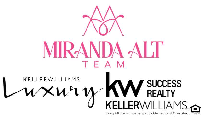 Miranda Alt Team logo in pink above Keller Williams Luxury and KW Success Realty branding, with black text on a white background.