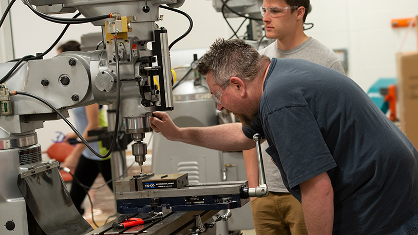 Students in the CNC lab