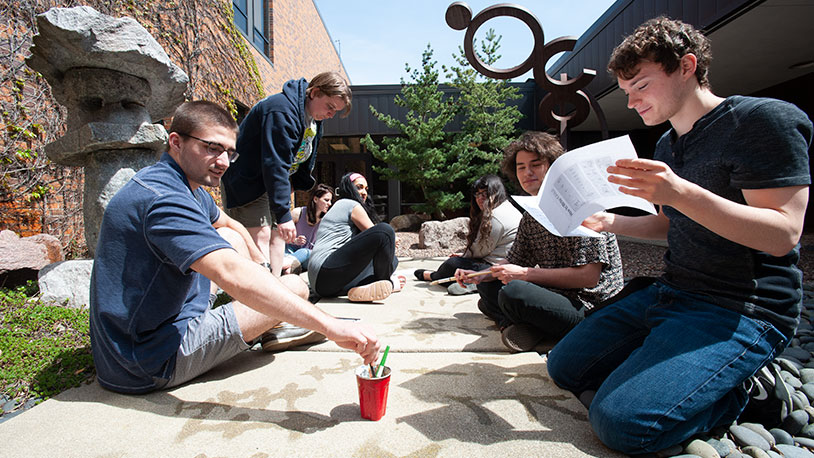 group of students collaborating on an art project