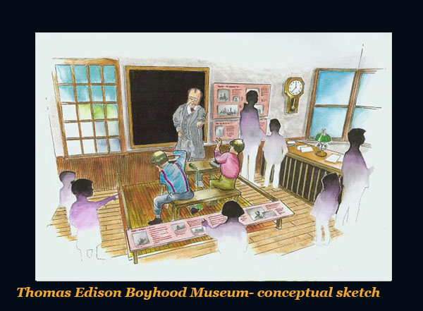 Thomas Bowman Thomas Boyhood Edison Conceptual Sketch