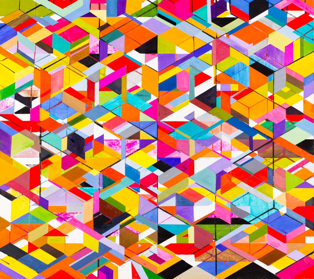 Denise Hoover, 60 Degree Angles, Oil on Canvas, 40" X 45" X 1.5"