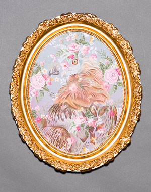 Kayti Sault , Teatime Vulture, Oil in Canvas, 17" X 14.5"