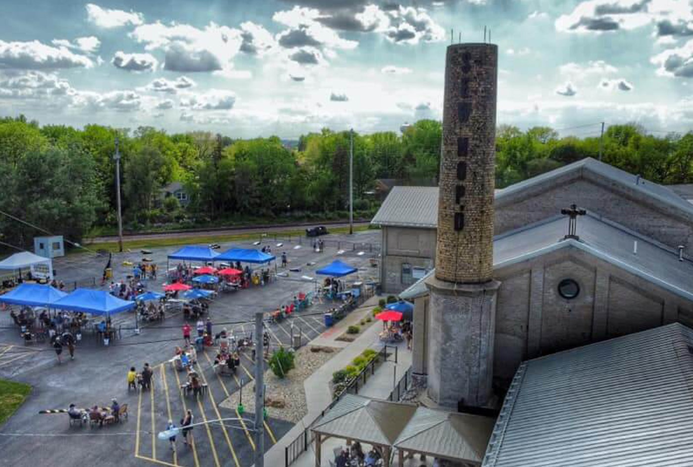 An aerial photo of Sew Hop’d Brewery in Huntley