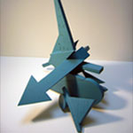 teal colored three dimensional sculpture