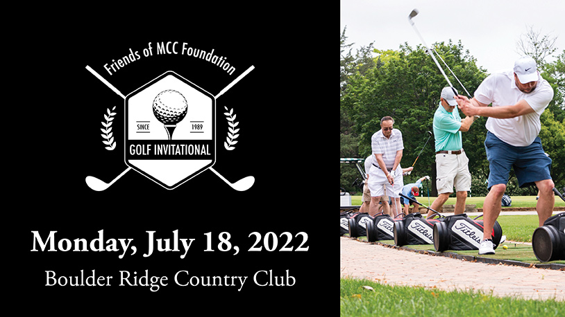 Friends of MCC Foundation Invitational logo overlay on golf course photo