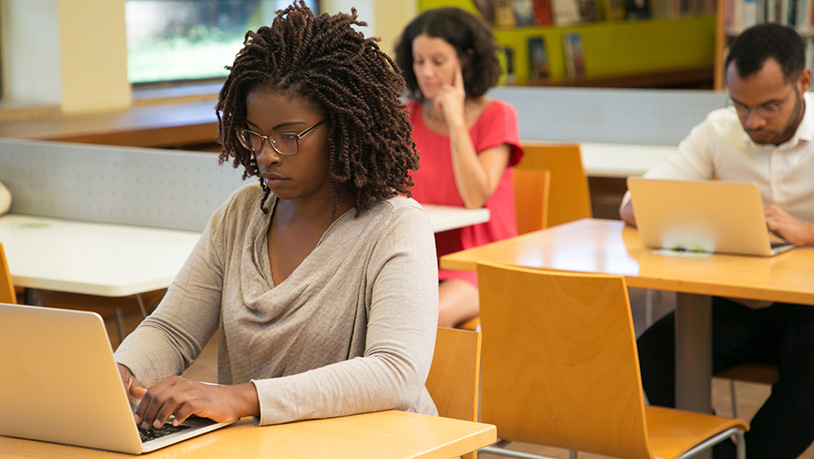 student in testing center